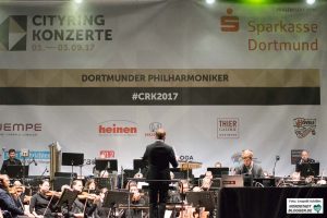 Die Dortunder Philharmoniker auf dem Friedensplatz im Rahmen der Cityring Konzerte 2018. Foto: Leopold Achilles