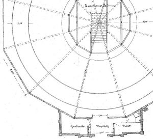 Grundriss (Ausschnitt) eines zwölfeckigen Panoramgebäudes (Stadtarchiv Dortmund)