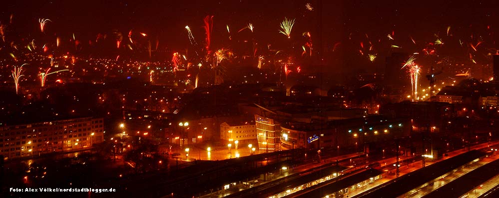 Silvesterfeuerwerk über der Nordstadt