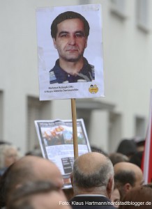 Gedenken an den Mord an Mehmet Kubasik. Plakat mit Bild des ermordeten Mehmet Kubasik