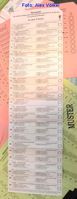 Der längste Wahlzettel ist der für die Europawahl.