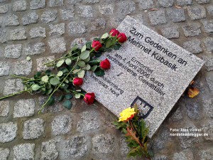 NSU-Gedenkstein in der Mallinckrodtstraße für Mehmet Kubasik.