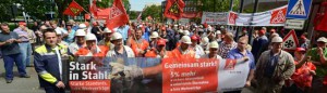 Auf der Westfalenhütte in der Nordstadt legten Beschäftigte die Arbeit nieder. Foto: Alex Völkel