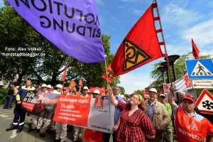 Auf der Westfalenhütte in der Nordstadt legten Beschäftigte die Arbeit nieder. Foto: Alex Völkel