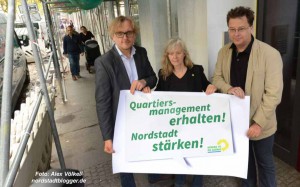 Die Grünen Ingrid Reuter, Ulrich Langhorst und Dirk Logermann forderten eine Zwischenlösung für das Quartiersmanagement Nordstadt ein. Foto: Alex Völkel