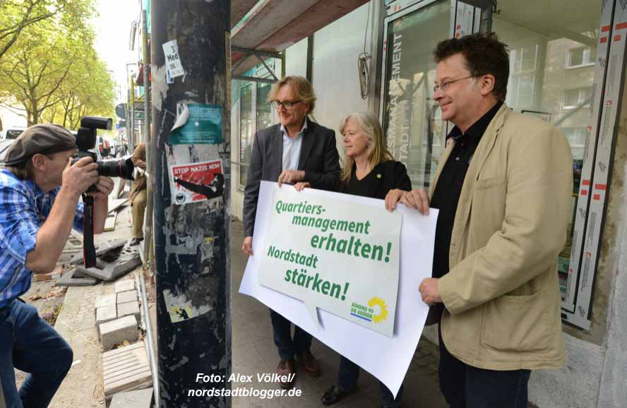 Die Grünen Ingrid Reuter, Ulrich Langhorst und Dirk Logermann forderten eine Zwischenlösung für das Quartiersmanagement Nordstadt ein. Foto: Alex Völkel