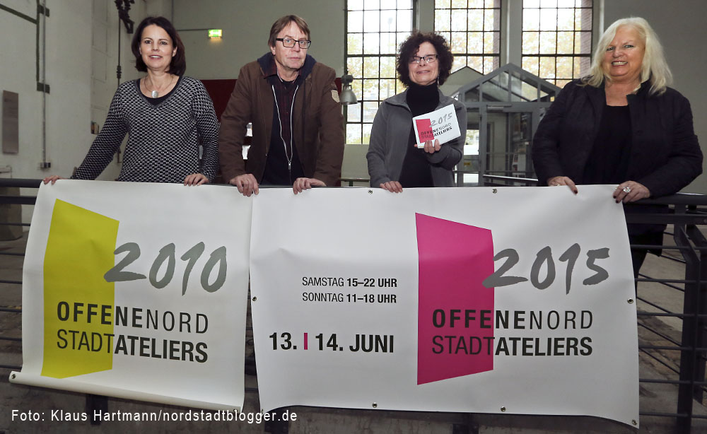 Offene Nordstadtateliers 2015. v. l.: Susanne Beringer, A. Diéga, Rita Maria Schwalgin und Brigitte Bailer