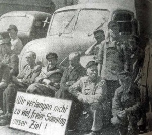 Wollten die 5-Tage-Woche: Mitarbeiter der Stadtwerke im Mai 1957.