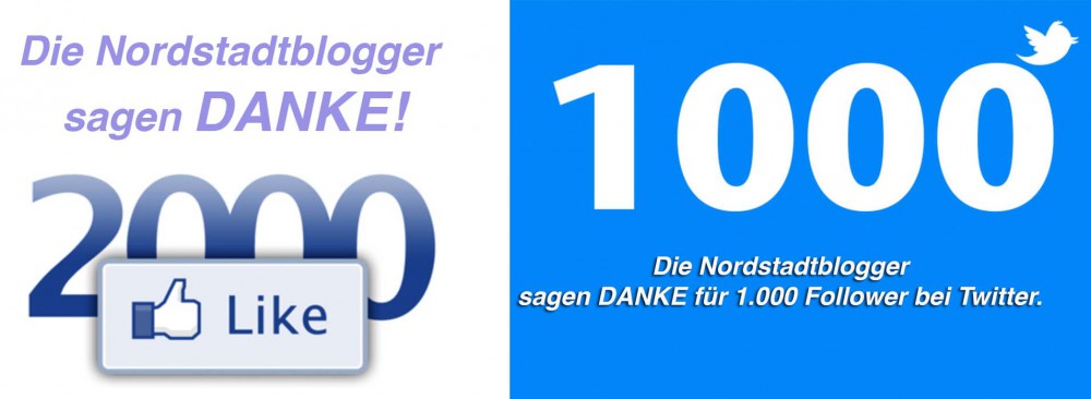Die Nordstadtblogger sagen Danke für 2000 Facebook-Fans und 1000 Twitter-Follower.