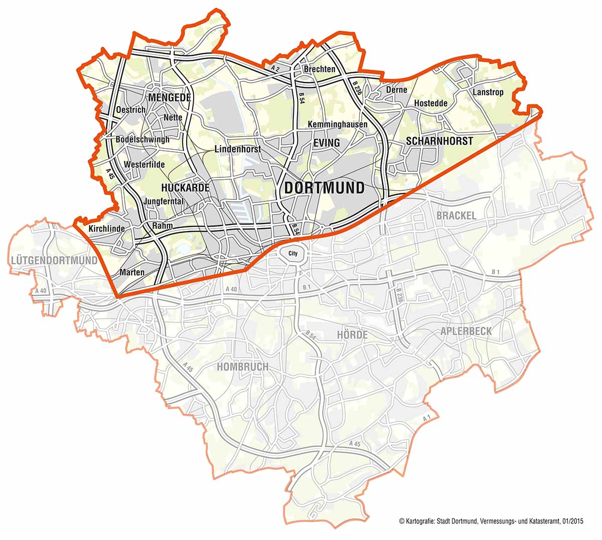 Sieben Stadtbezirke sind in "Nordwärts" ganz oder teilweise einbezogen.