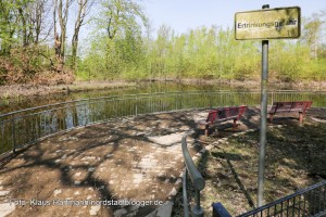 Überschwemmung in Brügmanns Hölzchen im Hoeschpark ist beseitigt. einzige Wasserfläche: Der Teich