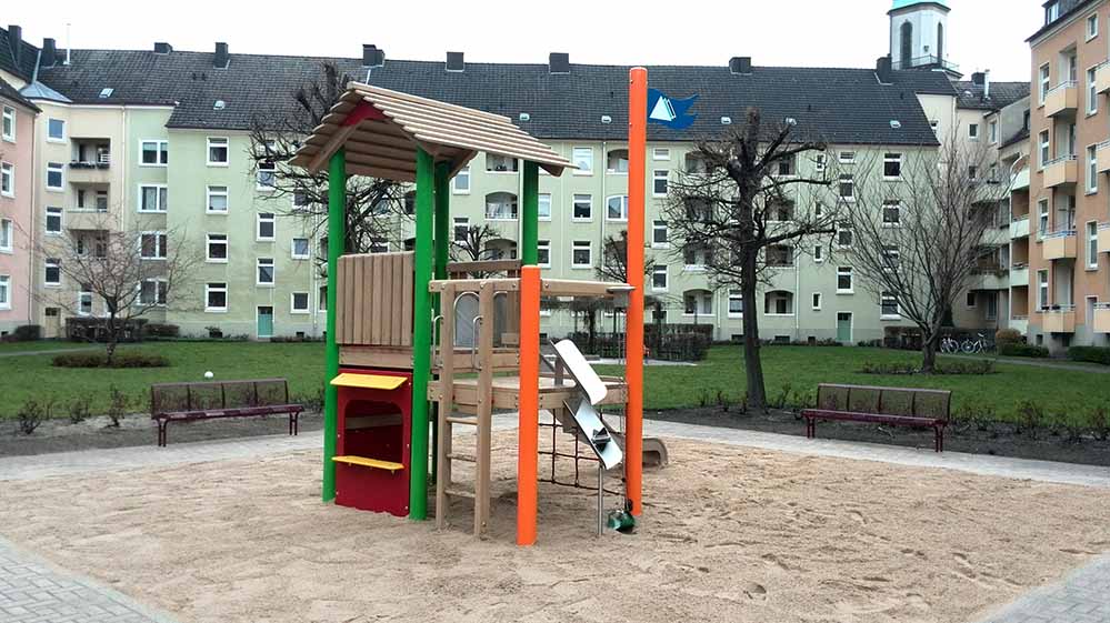 30.000 Euro hat der neue Spielplatz an der Uhlandstraße gekostet. Foto: Spar- und Bauverein