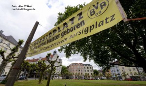 Auf dem Borsigplatz sind die große BVB-Party am Sonntag ihren ersten Höhepunkt erleben..