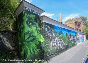 Preisverleihung des Streetart Mauerprojektes 2015. 2. Platz: "Urban Jungle", Hannes Schlachter, Christoph Wockelmann und Michael Flamme