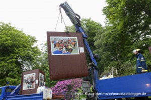 Das Technische Hilfswerk baut die Ausstellung "Wir! Echt Nordstadt" im Fredenbaumpark ab