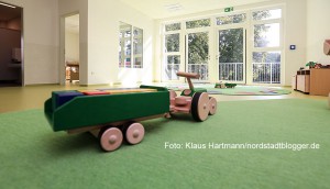 Kindertagesstätte Roland in der Rolandstraße. Der Bauspielbereich