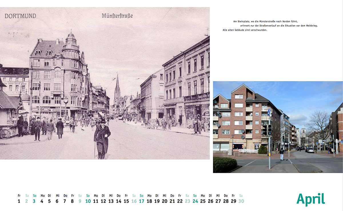 Kalenderblatt April mit Blick in die Münsterstraße vom Steinplatz aus