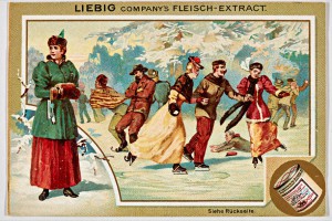 Liebig-Sammelbild „Skylaufen (Norwegen)“ aus der Serie Wintersport, 1896 Foto: Jürgen Spiler