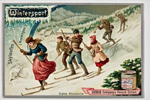 Liebig-Sammelbild „Skylaufen (Norwegen)“ aus der Serie Wintersport, 1896 Foto: Jürgen Spiler