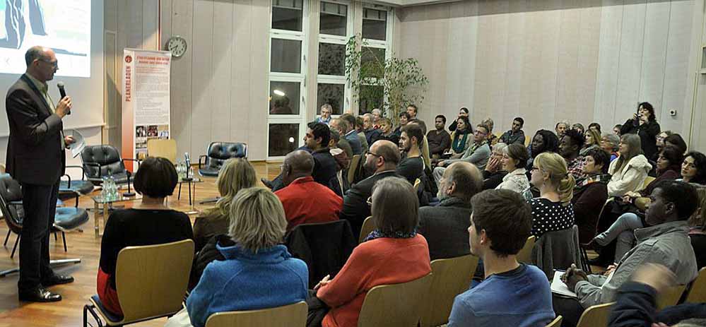 „Willkommenskultur in den Stadtteilen“ war das Thema des Bürgerforums in der Auslandsgesellschaft. Fotos: Veranstalter