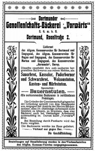 Es gab eine enge Zusammenarbeit zwischen der Bäckerei und verschiedenen Konsumgenossenschaften.