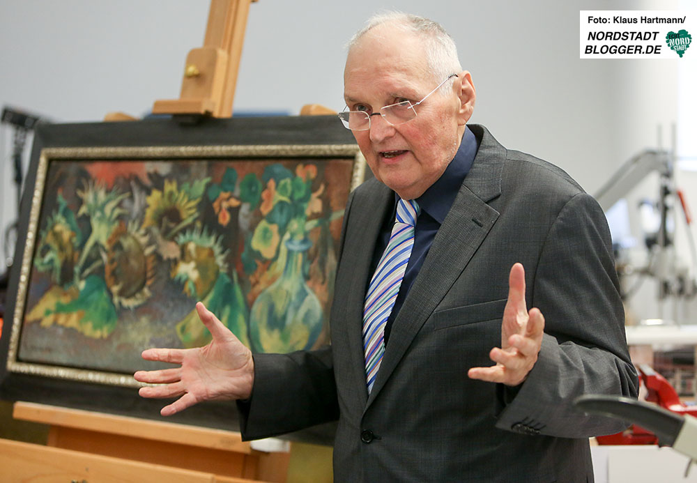 Rückkauf „entarteter Kunst“: Freunde des Museums Ostwall holen von Nazis beschlagnahmtes Gemälde zurück. Vorstellung: „Sonnenblumen mit welker Kresse“ des bedeutenden rheinischen Expressionisten Heinrich Nauen. Im Bild: Klaus Fehlemann