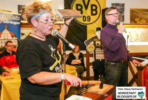 Schwarzgelbe Gründerzeit zum 106. Geburtstag des BVB, bei Pommes Rot Weiß. Annette Kritzler und Gerd Kolbe führten durch den Abend