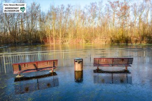 Der Hoeschpark steht teilweise schon wieder unter Wasser. Foto: Simon Bierwald