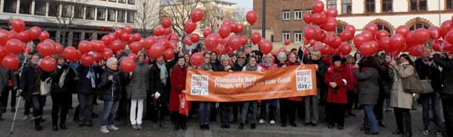 Aktion zum Equal Pay Day in Dortmund.