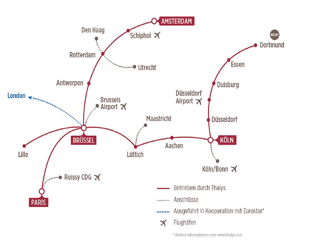 ab sofort drei mal täglich direkte thalys verbindung von dortmund nach