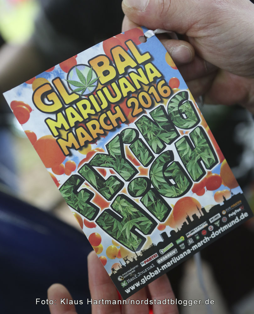 Global Marihuana March 2016. Der Anhänger für den Luftballon