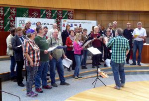 Der Chor „CHORiander“ bei einem Auftritt kürzlich im Landtag NRW. Foto: Diakonie