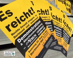„Es reicht! Rechte Gewalt stoppen“heißt es am Samstag in Dortmund. Fotos: Alex Völkel