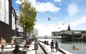 So könnte die neue Hafenpromenade am Schmiedinghafen aussehen. Entwurf: Gerber