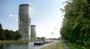 21 Etagen im größeren und elf Etagen im kleineren Port-Tower würden bieten bis zu 1800 Arbeitsplätze.