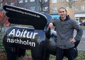 Björn Klotz - Zweifacher Deutscher Meister im Skateboarden - holt sein Abitur am Westfalen-Kolleg nach. Foto: Clemens Brust