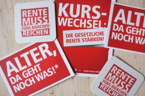 „Rente muss reichen“ lautet die Kampagne der Gewerkschaften. Foto: Susanne Schulte