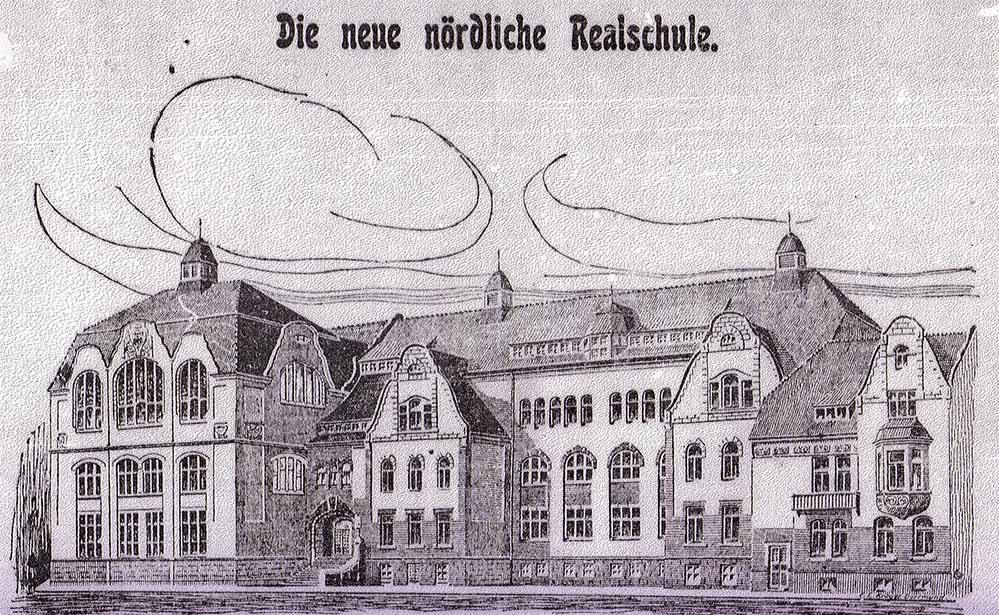 Mit dieser Zeichnung vermittelte die „Dortmunder Zeitung“ in ihrer Ausgabe vom 30. März 1905 ihren Lesern einen ersten Eindruck von dem Schulneubau-Projekt an der Münsterstraße.