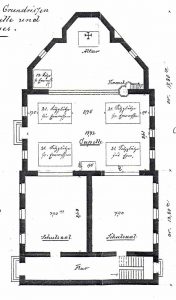 Erdgeschoss-Grundriss der Krimkapelle und der Schule (Stadtarchiv Dortmund, Bestand 3, Nr. 2950)