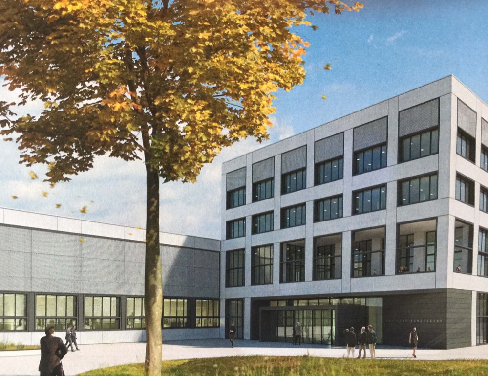 Das Verwaltungsgebäude der künftigen Filiale. Der Neubau wird die bisherigen Filialen Bochum, Düsseldorf, Essen und Hagen ersetzen. Foto: agn