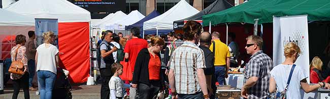 Die 10. Dortmunder Bildungsbörse findet am 17.05.2017 auf dem Dortmunder Friedensplatz statt. Bild: Michael Schneider/ Jobcenter Dortmund