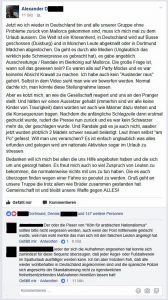 Alexander D. beschwert sich auf Facebook über die überregionale Berichterstattung. (Screenshot)