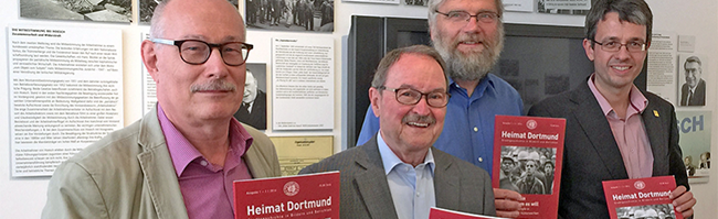 Mit den jüngsten Arbeitskämpfen beschäftigt sich die neue Ausgabe von Heimat Dortmund, vorgestellt von Prof. Karl Lauschke, Adolf Miksch, Horst Delkus und Dr. Stefan Mühlhofer. Fotos: Joachim vom Brocke