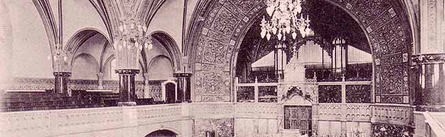 Innenansicht der 1900 eröffneten Synagoge mit der imposanten Walker-Orgel. Bild: Sammlung Klaus Winter