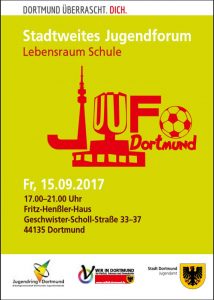 Das Jugenforum findet am Freitag (15. September) statt. Flyer: Stadtweites Jugendforum Dortmund