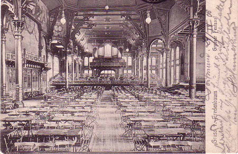 Rund 1500 Gäste fanden im Saalbau Fredenbaum (Bild um 1900) bei der Veranstaltung Platz.