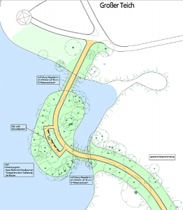 Über die Insel im größeren Teich soll ein Weg geführt werden. Die Arbeiten werden 75.000 Euro kosten.