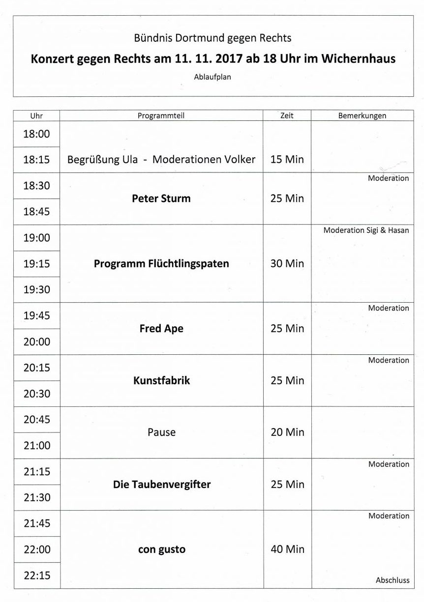Programm: Solidarität Grenzenlos, Sa, 11.11.2017