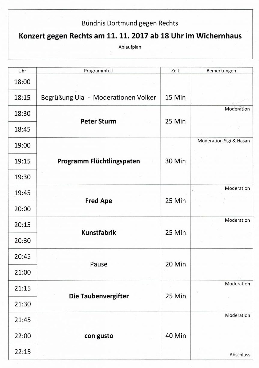 Programm: Solidarität Grenzenlos, Sa, 11.11.2017