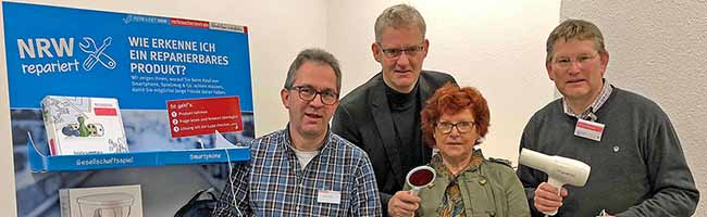 Präsentierten die Aktion „NRW repariert“: Volker Mahlich, Markus Schulte, Ulla Burchardt und Thomas Brandt.